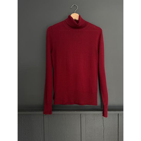 J. Crew Deep Red Burgundy Merino Wool Blend Turtleneck Size Medium - Picture 2 of 7